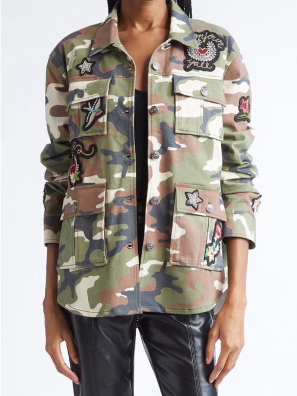 cinq a sept camo jacket with western Appliqués